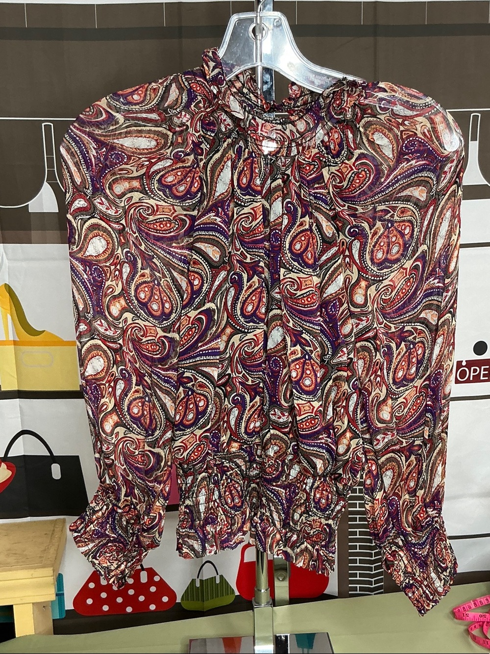 Gilnar Farrar paisley long sleeve top Sz XS #2338
